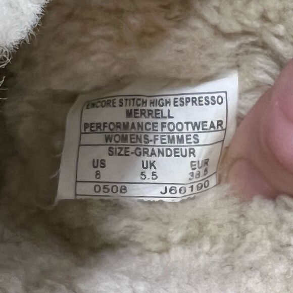 Merrell encore stitch high express fur lined suede boots size 8 - Picture 15 of 16